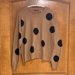 T Tahari Tan Sweater with Black Dots